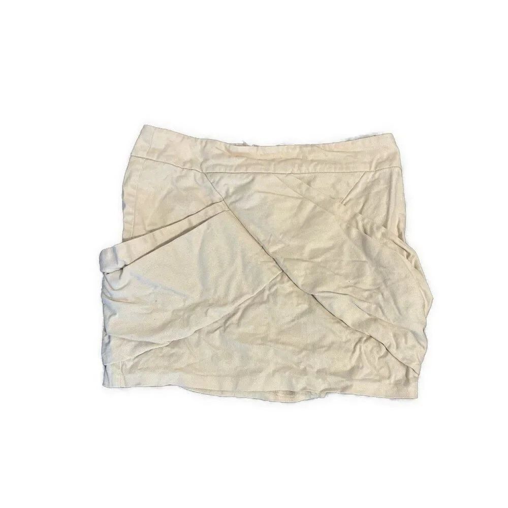 Topshop Solid Light Beige Mini Skirt 8 Medium
